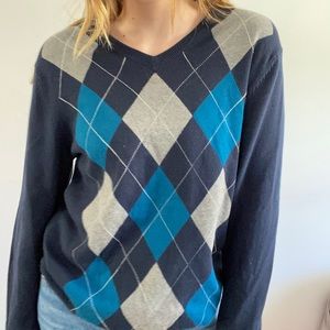 navy argyle sweater!